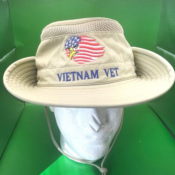 VTG 2007 Tilley Airflo Hat LTM6 Size 7.5 Khaki Vietnam Vet Eagle Boonie Sun Hat - Picture 1 of 16